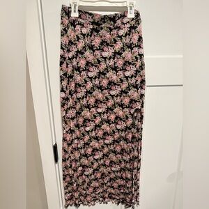 Forever 21 Black and Pink Floral Maxi Skirt